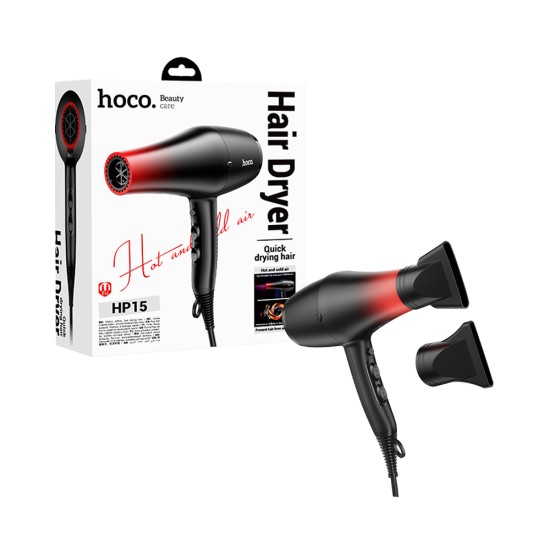 Secador de Cabelo Hoco HP15 Ar Quente e Frio Gradiente Vermelho Secador de Cabelo Hoco HP15 Ar Quente e Frio Gradiente Vermelho